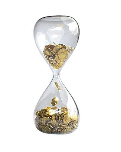 gold coin hourglass time is money concept removebg preview
